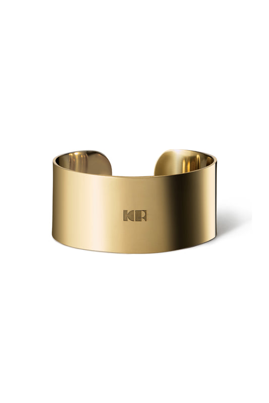 HANDMADE MEDIUM METAL BRACELET WITH KR LOGO COLOR GOLD (3.5cm)