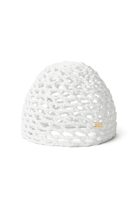 KNITTED HANDMADE SMALL RETRO STYLE HAT COLOR WHITE