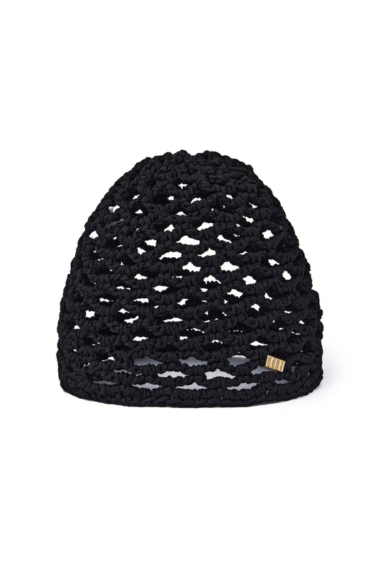 KNITTED HANDMADE SMALL RETRO STYLE HAT COLOR BLACK