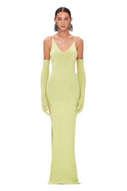 KNITTED MAXI DRESS WITH TWO HIGH SLITS AND OPEN BACK