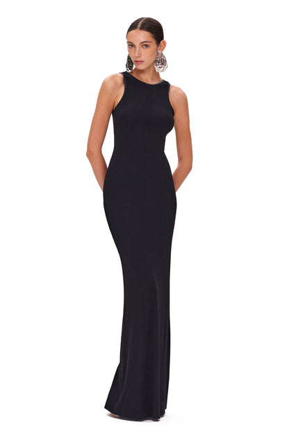 FITTED RIB MAXI DRESS WITH LYCRA EDGES