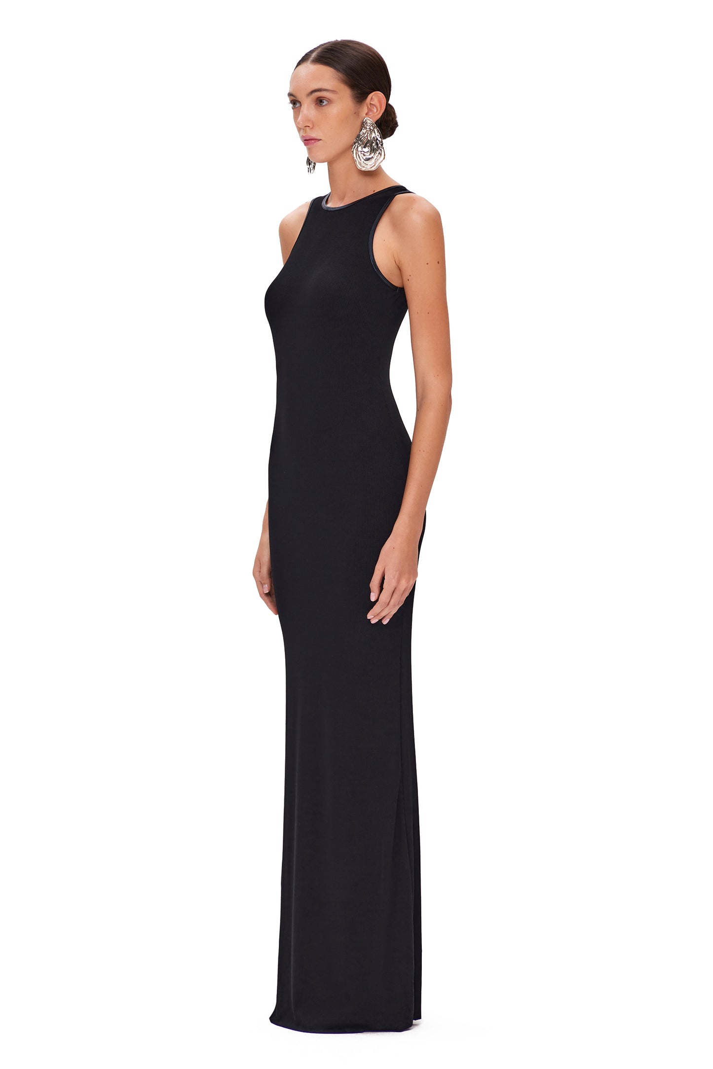 FITTED RIB MAXI DRESS WITH LYCRA EDGES