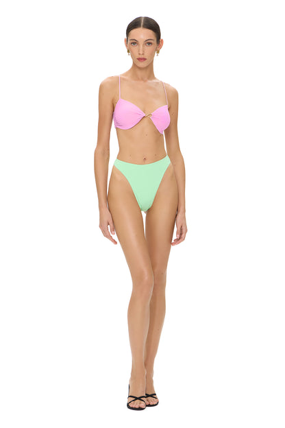 LYCRA BIKINI SET TOP AND BOTTOM METAL HOOK DECOR TUTTI-FRUTTI