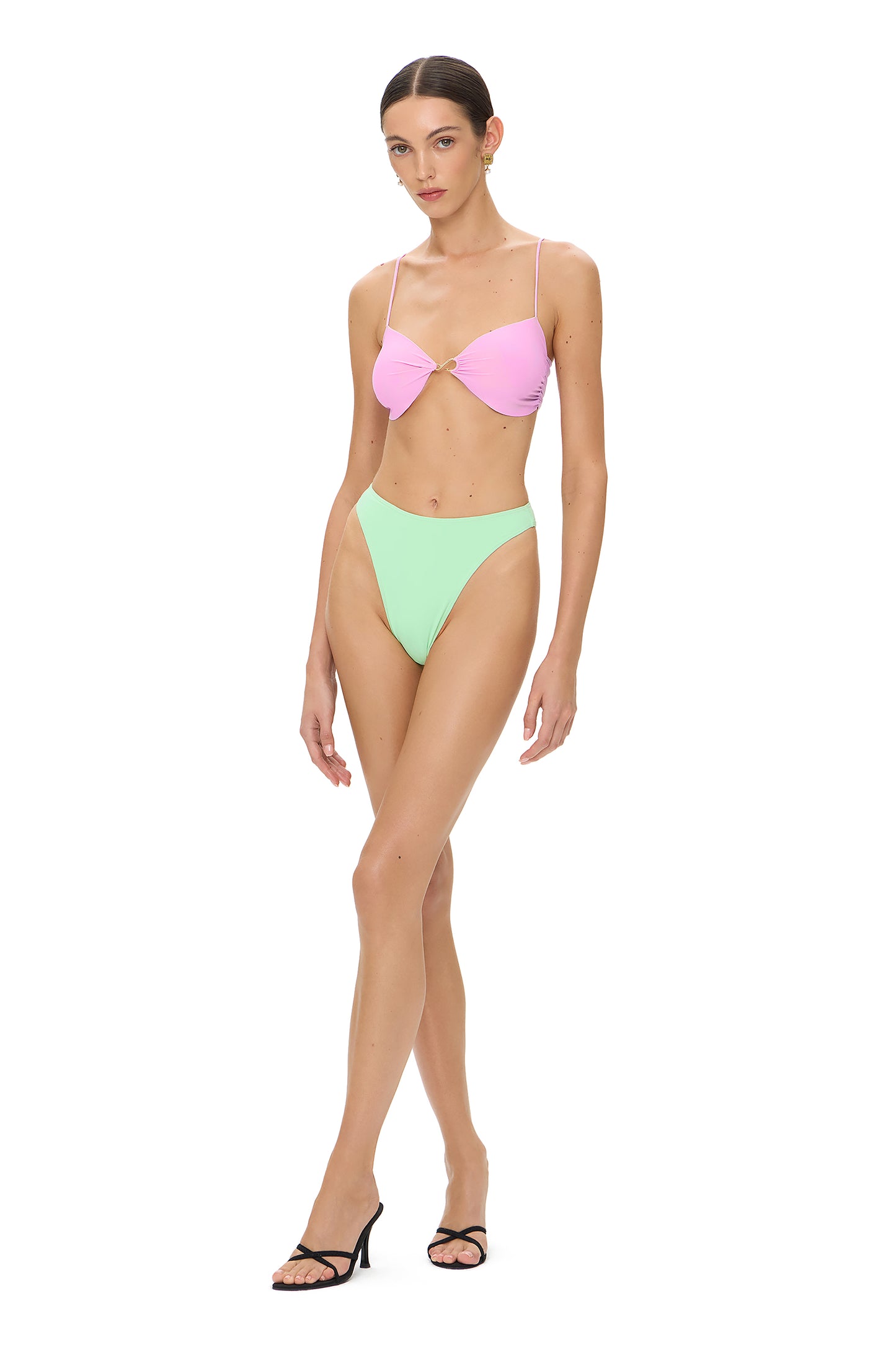 LYCRA BIKINI SET TOP AND BOTTOM METAL HOOK DECOR TUTTI-FRUTTI