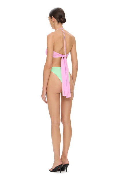 LYCRA BIKINI SET TOP AND BOTTOM METAL HOOK DECOR TUTTI-FRUTTI