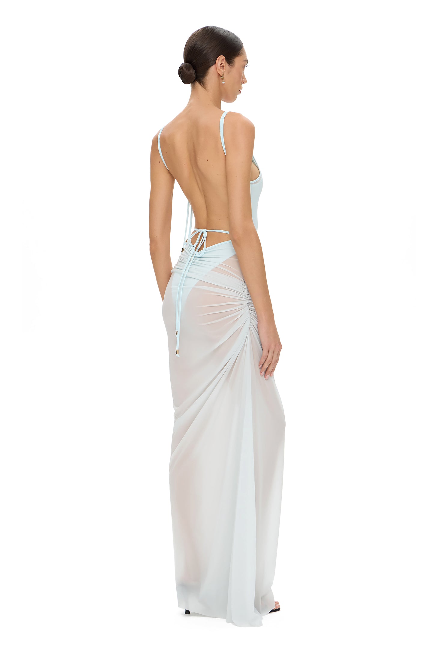 MESH MAXI DRESS WITH BODYSUIT BABY BLUE
