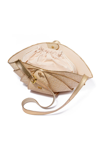 BAG MEDIUM SHRIMP COUTURE IN RATTAN AND LEATHER