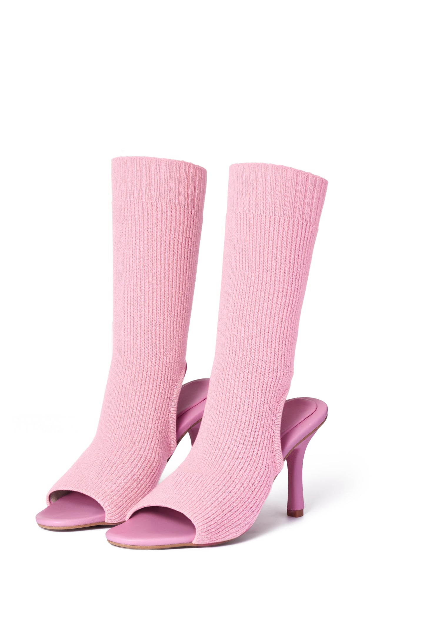KNITTED SOCKS WITH HEEL PINK
