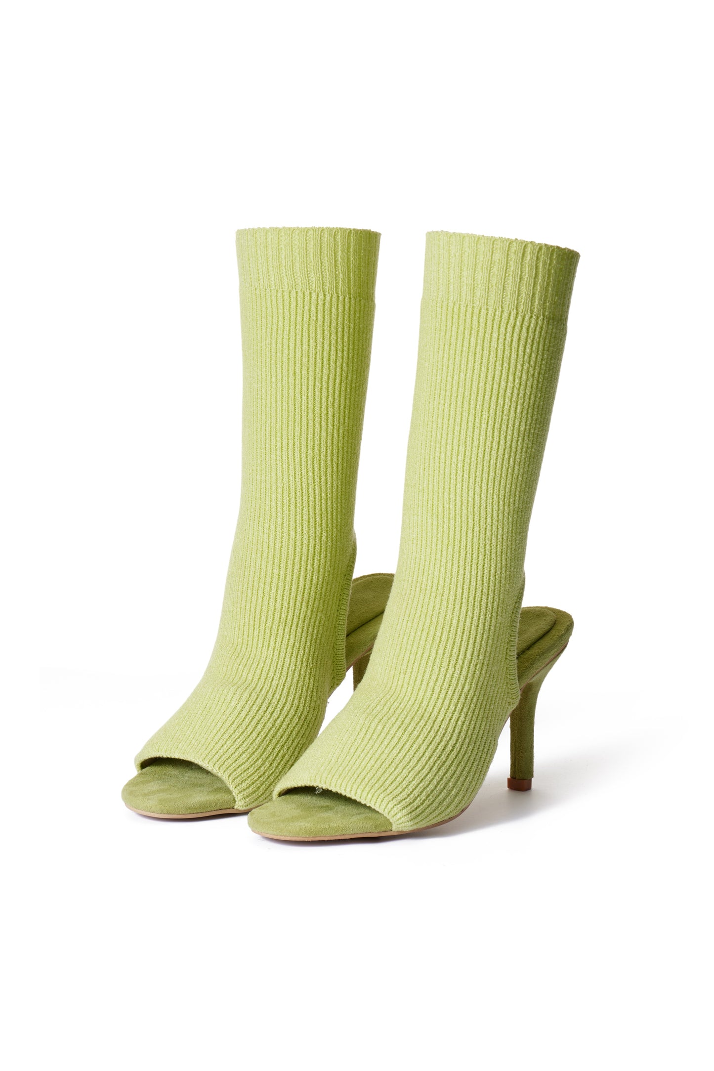 KNITTED SOCKS WITH HEEL LIME