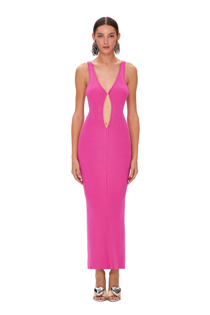 KNIT DRESS WITH DEEP NECKLINE WITH HOOKS