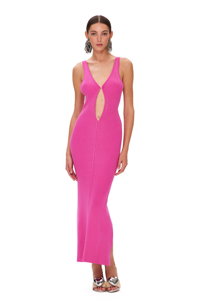 KNIT DRESS WITH DEEP NECKLINE WITH HOOKS
