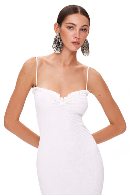 LYCRA GATHERED LONG DRESS OPEN BACK