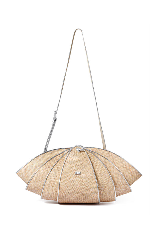 BAG MEDIUM SHRIMP COUTURE IN RATTAN AND LEATHER