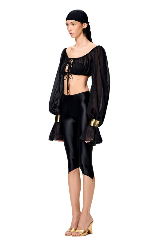 COTTON LONG SLEEVES CROP TOP COLOR BLACK