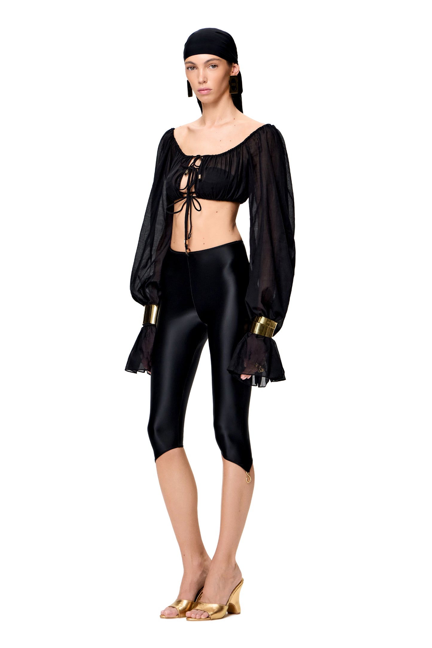 COTTON LONG SLEEVES CROP TOP COLOR BLACK