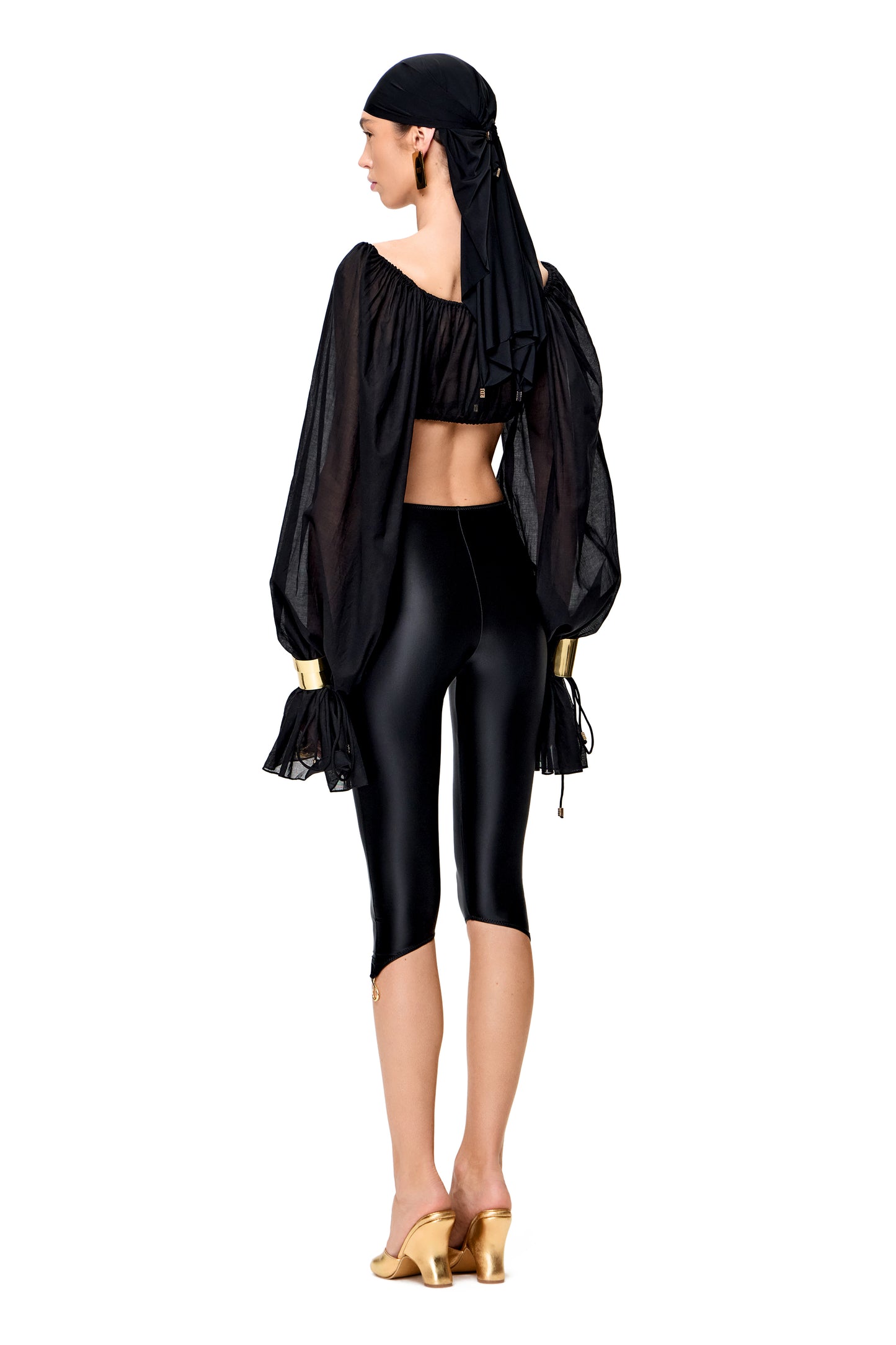 COTTON LONG SLEEVES CROP TOP COLOR BLACK