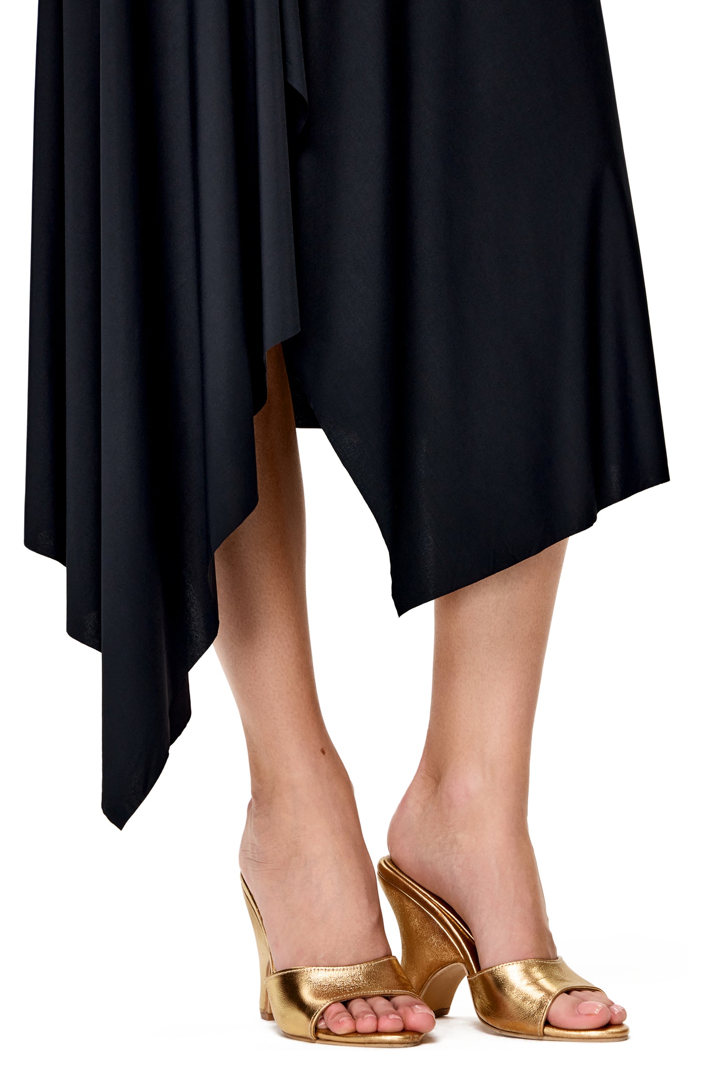 JERSEY ASYMMETRICAL SKIRT WITH SMALL METAL HOOK DECOR COLOR BLACK