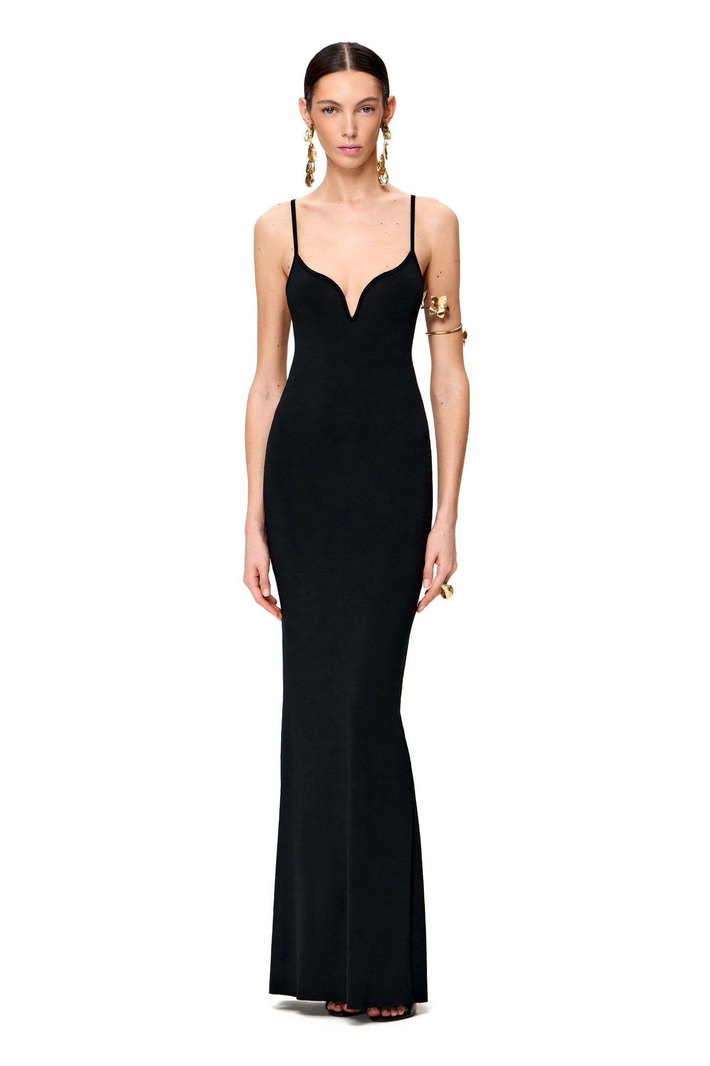 JERSEY MAXi DRESS V-NECKLINE COLOR BLACK