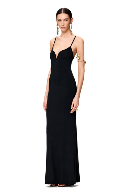 JERSEY MAXi DRESS V-NECKLINE COLOR BLACK