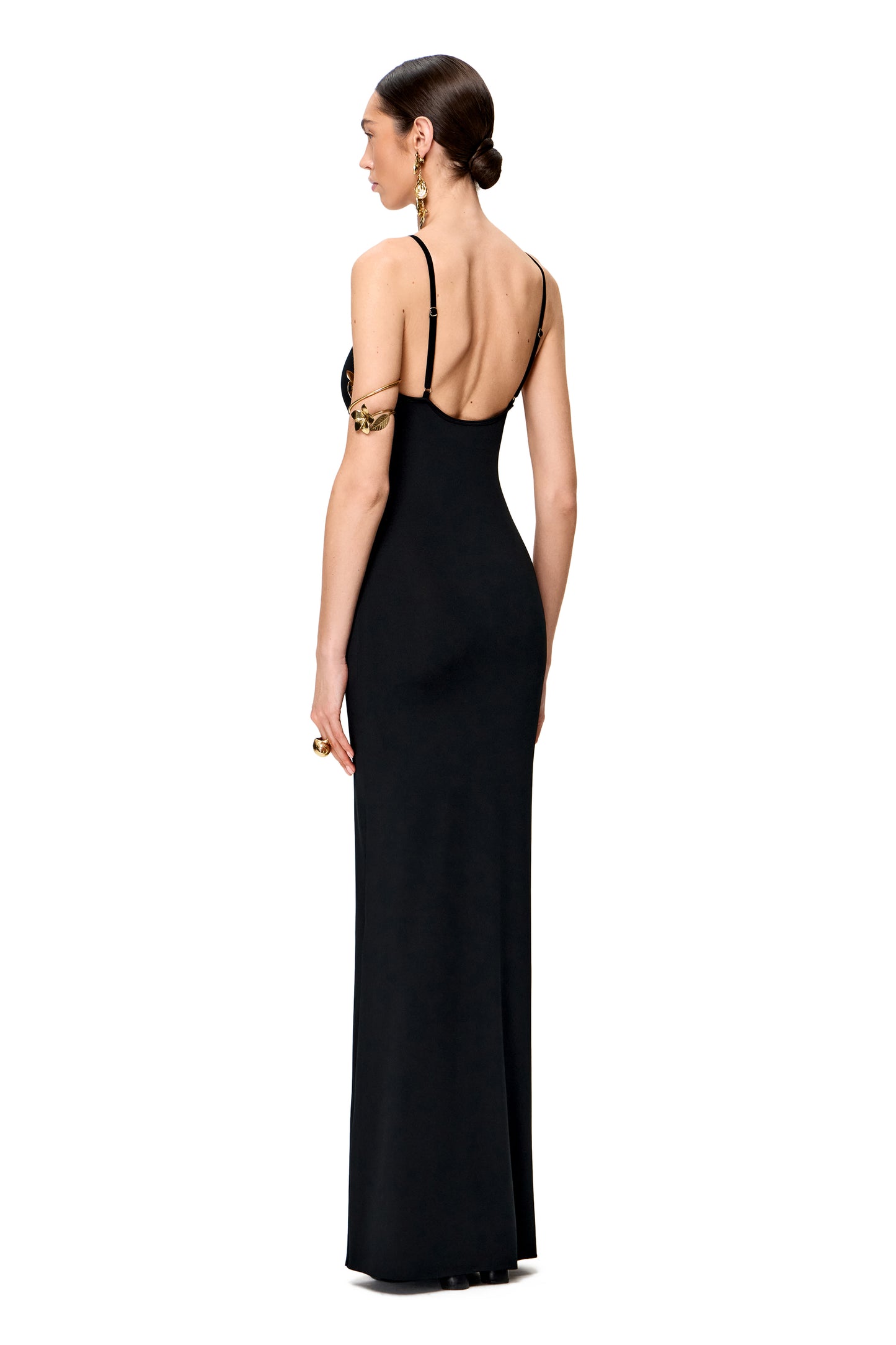 JERSEY MAXi DRESS V-NECKLINE COLOR BLACK