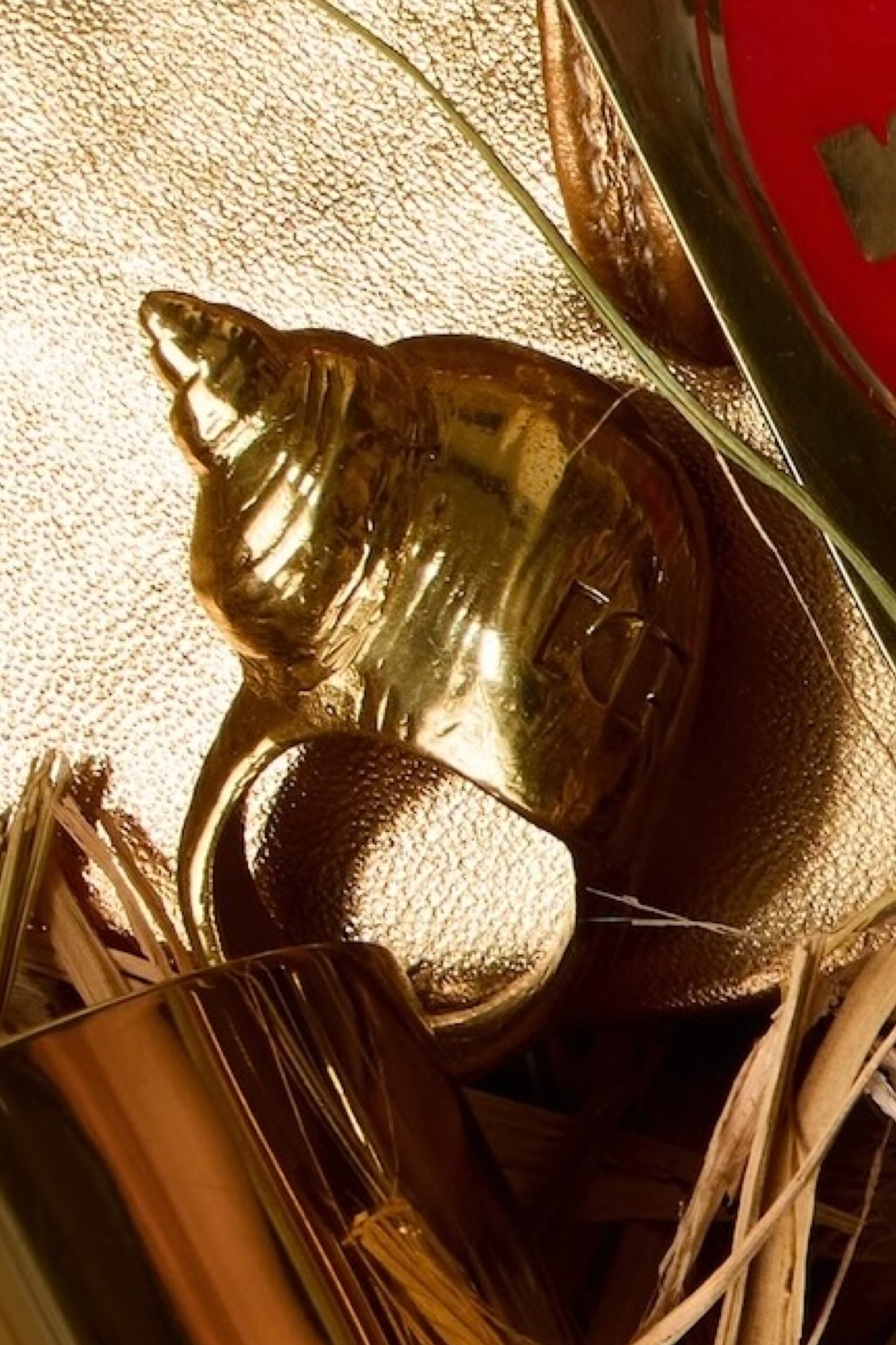 HANDCRAFTED METAL SNAIL RING WITH KR LOGO, GOLD COLOR, ONE SIZE