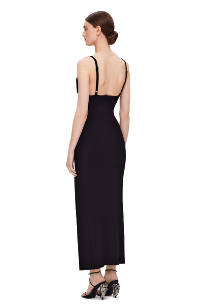 KNIT DRESS WITH SEASHELLS BREAST AND HIGH SLIT
