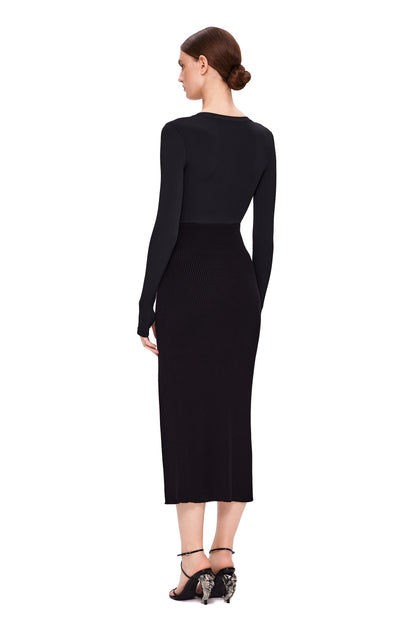 KNIT SKIRT WITH A SIDE SLIT AND HIGH WAIST
