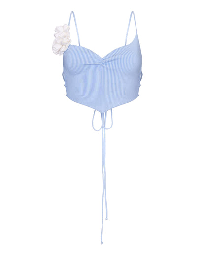 LACE-UP KNIT TOP WITH OPEN BACK
